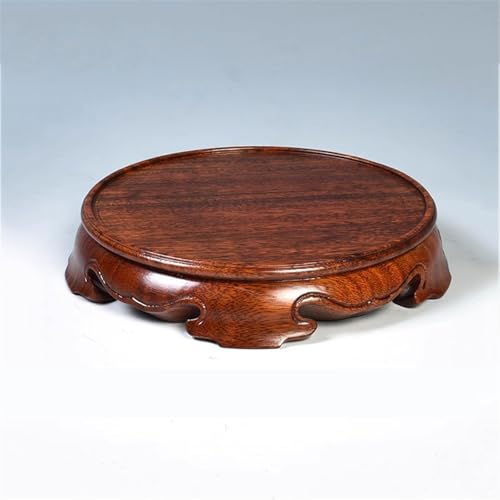 Pedestal redondo de bonsái con base de madera tallada antiarañazos 7