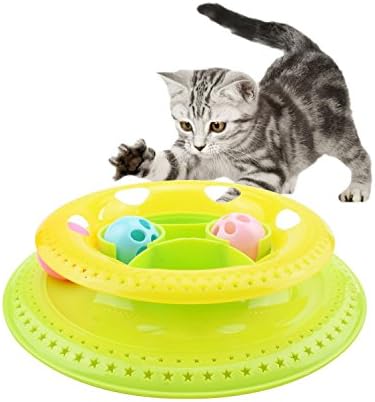 Gounia Interactive Tower of Tracks for Kitten, Cat Track Ball Toy Cat Feeder Toy Play Exercise Lightweight Kitty Roller Ball Toy