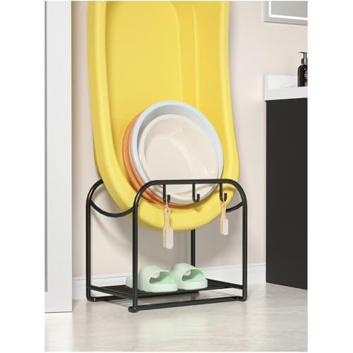 Soporte de lavabo negro de hierro con ganchos para baño 2