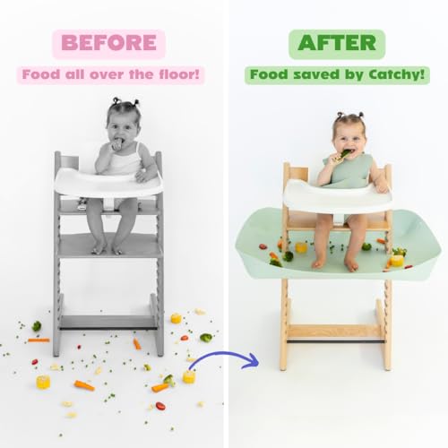 Image of CATCHY -Food Catcher-Compatible with Stokke Tripp Trapp High Chair +11 Other High Chairs-Highchair Sold Separately-Baby & Toddler Food & Mess Catcher-Premium Linen Inspired -Under High Chair Accessory | High Chair Food Catcher - High Chair Sold Separately - Baby & Toddler Food & Mess Catcher - Under High Chair Accessory