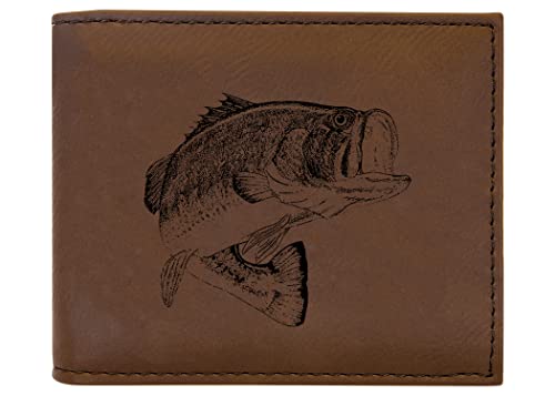 Rogue River Tactical Bass Fishing Fish Men's Leather Bifold Wallet RFID Gift For Him Dad Father United States Billfold Fisherman