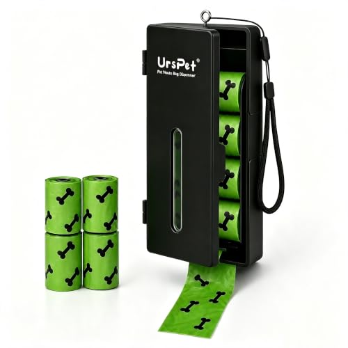 URSPET Dog Poop Bag Dispenser with 4 Rolls, Wall Mount Pet Waste Holder
