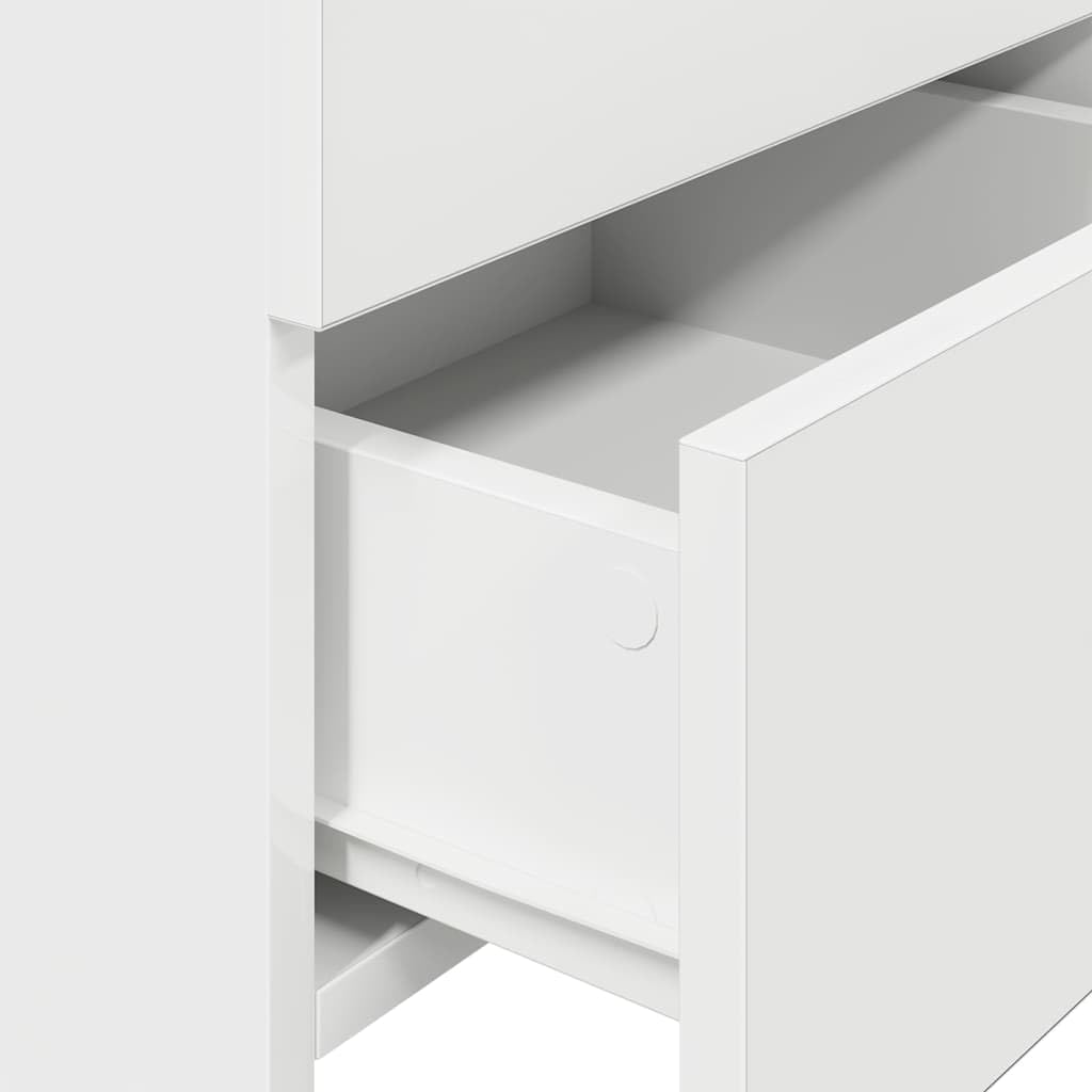 Comodino con 2 cassetti bianco in truciolato 40x36,5x62 cm, mobiletto salvaspazio con ripiano, consolle contenitore per camera da letto, soggiorno, ufficio, corridoio