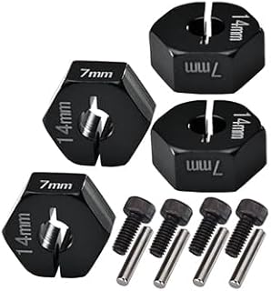 Axial EXO Upgrade Parts Aluminum Hex Adapter (14mmx7mm) For Optional 14mm Hex Wheel Only - 4Pcs Set Black