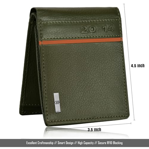 HORNBULL Miller Wallet for Men | Stylist Mens Wallet with RFID Blocking | Genuine Leather Olive Nappa | Gift for Men