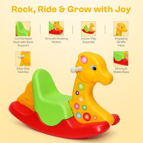 Image of Toyzone 2 in 1 Rocking Giraffe Ride On| Baby Rocker with Comfortable Seat & Back Support | Durable Child-Safe Design | Smooth Rocking Base | Indoor Play Toy | 1-4 Years