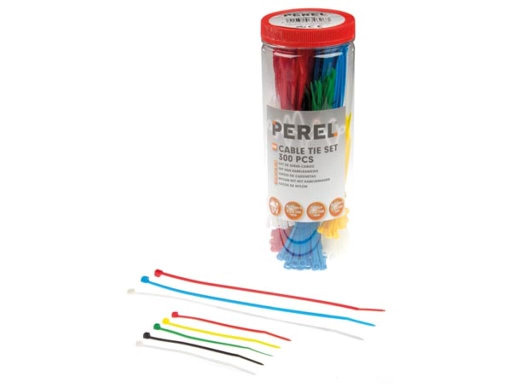 Perel ECTM300 Cable Tie Set, Black,blue,green,transparent