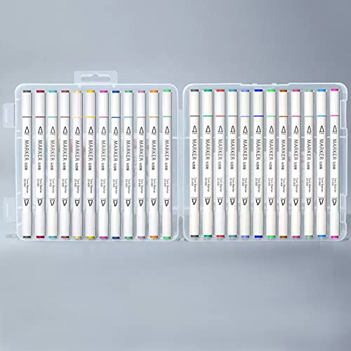 Image of Lakeer 24 Colours Dual Tip Alcohol Art Markers, Fine and Chisel Nib Sketch Pens