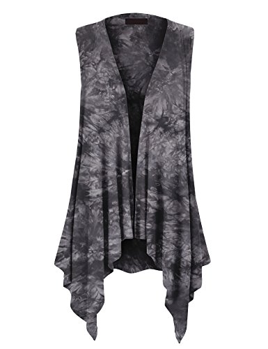 Image of Made By Johnny Women's Lightweight Sleeveless Cardigan - Draped Open Front Vest with Asymmetrical Hem