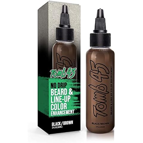 Tomb45 Beard & Lineup Enhancement (Brown/Black) - Water-proof, Shampoo safe, Safe on Skin Cover