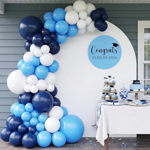 Image of RUBFAC Light Blue Balloons 129pcs Different Sizes 18 12 10 5 Inch for Garland Arch, Sky Blue Balloon for Graduation Birthday Gender Reveal Baby Shower Party Decoration