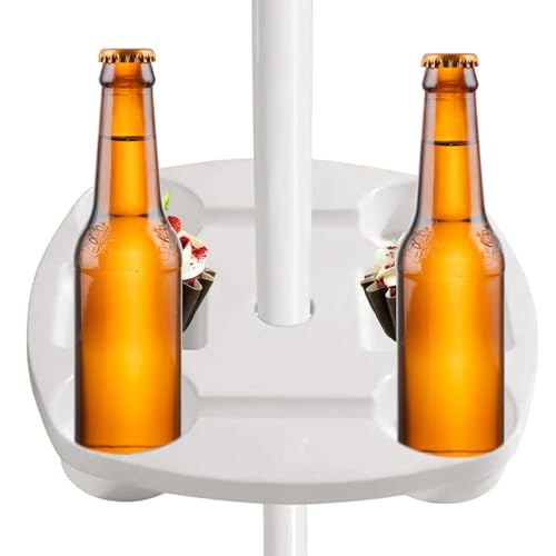 Bandeja de mesa para paraguas, 4 soportes para bebidas y ranuras para bandeja, para piscina, sombrilla de playa, bandeja de mesa de playa, imprescindible para exteriores