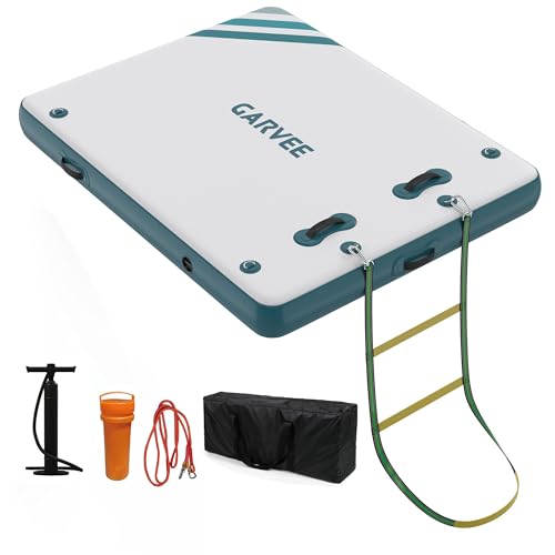 GarveeLife Inflatable Floating Dock 6 x 5 ft Air Dock Platform Non-Slip Surface Thick Lake Floats with Portable Carrying Bag Air Pump for Lakes Pool Beach Ocean
