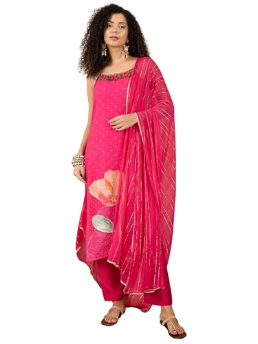 Image of Varanga Women's Everyday Kurta Sets | Sleeveless Comfort Straight Printed Kurta Sets | Silk Blend With Dupatta Ethnic Co-ord
