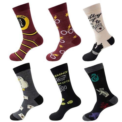 Halbur Harry Socks Colourful Funny Socks Ha-rry Mens So-cks 6 Pairs Warm Cotton Men and Women So-cks 4-8 with Magic Owl 9 3 4 Platform