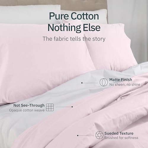 Image of Super Soft 100% Cotton Full Size Bed Sheet Set, 4 Pc Set, Pink | Lightweight & Breathable For Hot Sleepers, 14 inch Deep Pocket, All-Around Elastic, Durable, Easy Care, OekoTex Certified