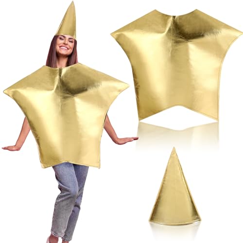 Jenaai Gold Star Costume for Women Adults Christmas Costume Nativity Star Religion Living Nativity Scene Outfits Cosplay Apparel with Hat Xmas Sunday Church Supply