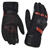 Harssidanzar Men Motorcycle Gloves,Gauntlet Long Winter Cold Weather Glove Touch Screen Riding Windproof Protective Motorcycle Gloves for Men KM058USA,RED-BLACK,Size M