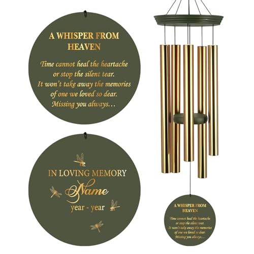 Image of Personalized Memorial Wind Chimes for Outside, Sympathy Gifts Wind Chime for Loss of Loved One, Beautiful Decor with Deep Tone, Ideal for Funeral, Remembrance & Bereavement, Produced in Texas