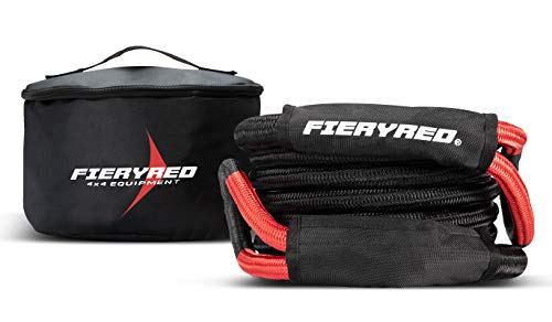 FieryRed Kinetic Recovery Rope 30 ft x 7/8" - 18,700 Ibs Tow Rope with Carry Bag for Offroad 4x4/ ATV/UTV/JEEP/Pickup