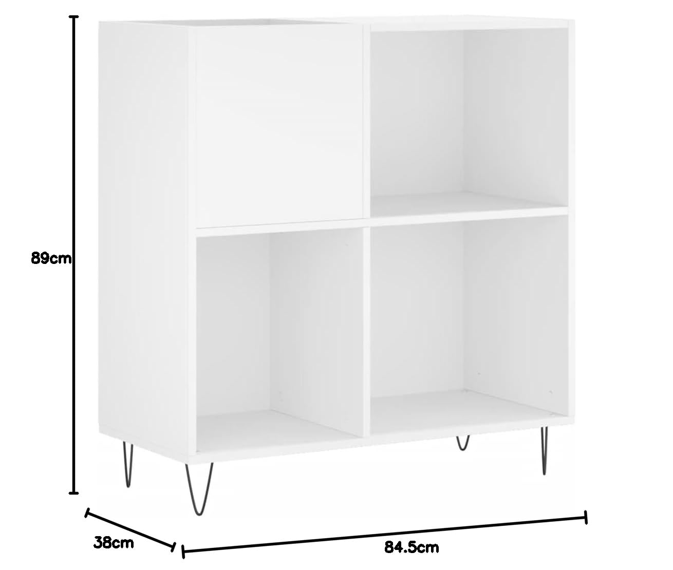 IKAYAA Mueble Tocadiscos de Madera FT23E Blanco 84,5x38x89 cm