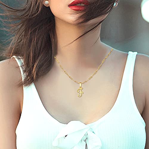 RWQIAN Women Personalized Large Letter Necklaces 18K Gold Plated Stainless Steel Initial Necklace Paperclip Chain Letter Pendant necklaces for Women Girls Jewelry Gifts2