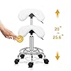 Bonnlo Saddle Stool Adjustable Salon Chair, Swivel Rolling Wheels & Ergonomic, Hydraulic Gas Lift Chair for Hairdressing Manicure Tattoo SPA Beauty Therapy Bar Studio, White #1