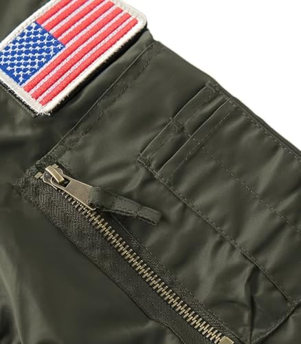 Image of FTIMILD Military Bomber Jacket for Men Casual Windbreaker Jacket Mens Spring and Fall Jacket with Pockets and US Armband