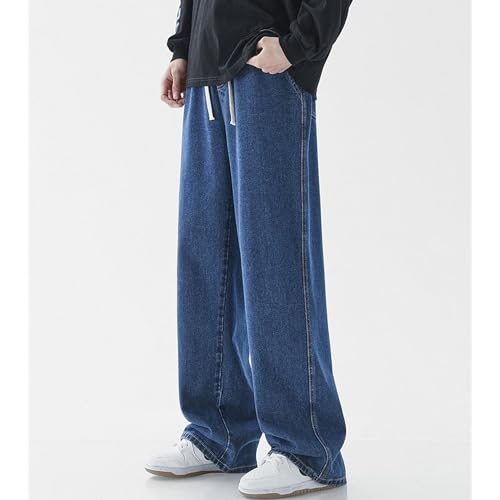 Men's Baggy Sweatpants Hip Hop Loose Fit Streetwear Jeans Casual Cargo Elastic Waist Denim Pants4