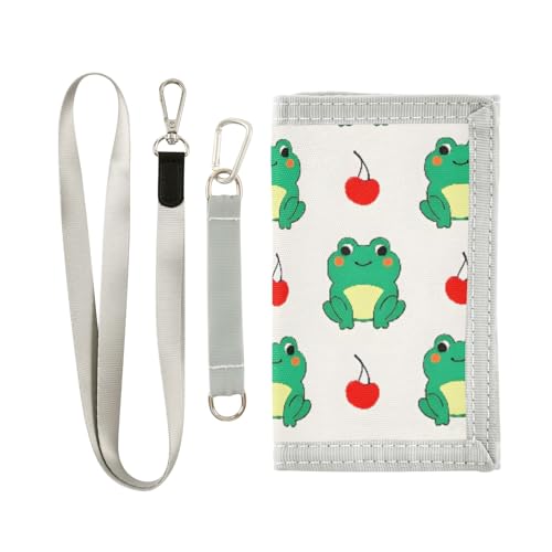 ALAZA Kids Wallets for Boys Girls Toddler Trifold Wallet Children Small Frog Cherry with Zipper Coin Pocket
