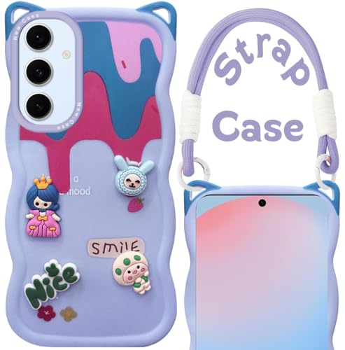 Image of Jkobi Strap Back Case Cover for Samsung Galaxy S24 FE (3D Embossed Figures | Strap Holder | 360* Soft Cushion with Camera Bump)