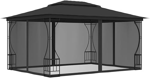 carpa, tiendas de campaña para fiestas, tienda de campaña con paredes laterales, cenador con redes 9.8'x13.1'x8.7' antracitaAdecuado para