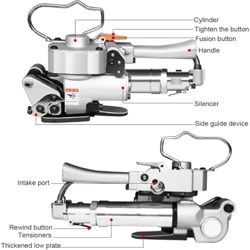 Pneumatic Strapping Tool - Handheld Sealless Banding Machine for 13-25mm PET Plastic & Steel Straps, 3500N Adjustable Tension for Efficient Packaging Solutions