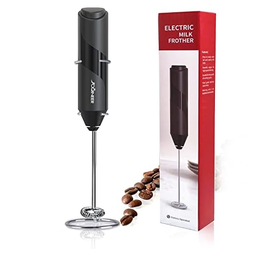 Máquina de espuma eléctrica de mano con batería para espumador de leche, mezclador de bebidas con batidor de acero inoxidable y soporte para capuchino, café a prueba de balas, café con leche, frappe