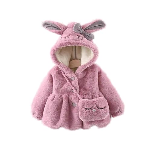 HYYSXBW Infant Baby Girls Winter Coat Faux Fur Fleece Outwear Hooded Thick Warm Jacket With Bag