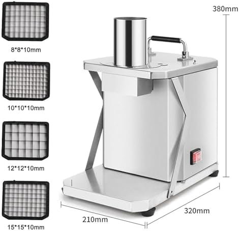 Automatic Vegetable Chopper & Electric Dicer - Stainless Steel Blade Fruit & Potato Cutter for Easy Onion & Carrot Dicing - 12mm Cube Cuts, Kitchen Essential