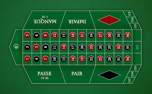 MTJ® Tapis de Casino - Roulette Francaise 130 x 80 cm - Jersey néoprène - Fabriqué en France (Vert)