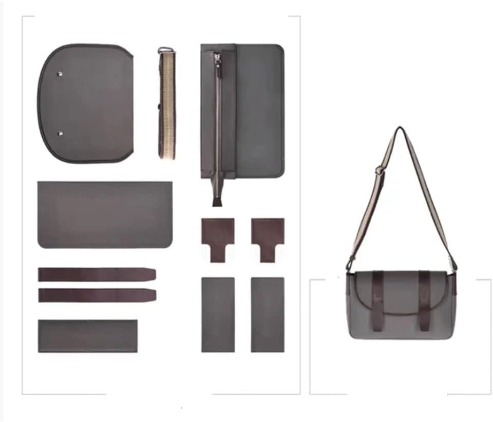 POPSEWING Leather Men Messenger Bag DIY Kit, DIY Shoulder Bag Kit with Sewing Kits for Men, Handmade Genuine Leather Crossbody Bag for Men