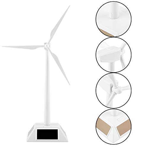 Dioche Assembled Solar Windmill White Tabletop Object That Rotates with Sunlight Also for Wind Turbine Eco-Learning Interior Windmill Learning Materials Gift Solar Windmill Solar Power