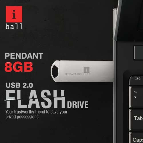 Image of iBall Pendant 8 GB USB 2.0 Flash Drive OS Compatibility with Windows and Mac (Silver)
