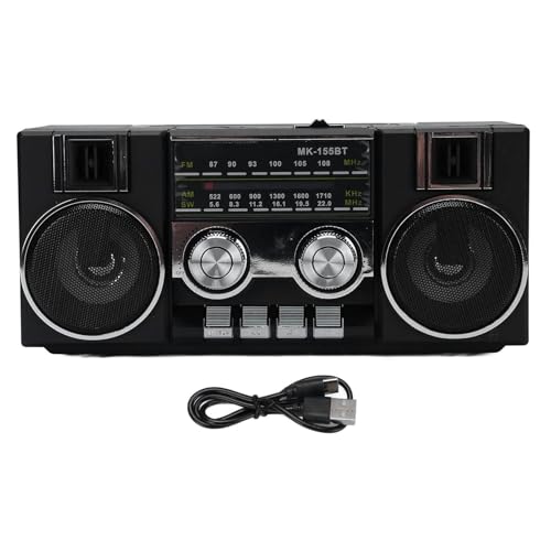 Image of Yoidesu Radios Portable AM FM SW, 4 in 1 Vintage Radio Bluetooth Speaker with Dual 5W Drivers, 1200mAh Battery 8 Hours of Battery Life, Gifts for Seniors Elderly (Black)