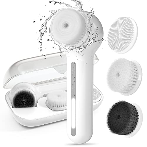 TOUCHBeauty Brosse Nettoyante Visage Électrique,Rotative Faciale Brosse Etanche avec 3 Têtes de Brosse Exfoliante und Étui de Rangement,6 Vitesses,Rechargeable,Exfoliant AG-1766A