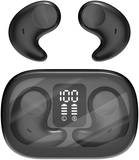 Sleep Earbuds Bluetooth in Ear Light-Weight Headphones, Mini Invisible Earplugs Small Design for Side Sleepers, 58H Playtime with Charging Case, Clear Calls& Noise Block-Black (BLACK) Thumbnail