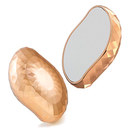 FVION Nano Epilatoire, Gomme Épilateur en Cristal pour Demmes et Hommes pour Bras, Jambes, Rapide et Facile à Nettoyer Crystal Hair Eraser (Or) Cover