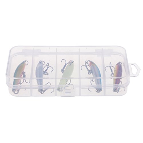 Homyl 5 peças de iscas mistas de pesca iscas minerais isca 3D olho de peixe mordaço com isca de pena