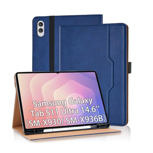 Étui Samsung Galaxy Tab S11 Ultra 2025 SM-X930 protection folio bleu 14.6 pouces