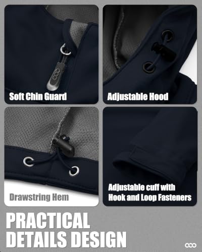Image of 33,000ft Men's Softshell Jacket Hooded Waterproof Windbreaker Rain Jacket | Stretch Breathable Fabric, Lightweight, Windproof, 5 Zippered Pockets, Spring Fall, for Outdoor, Hiking, Cycling, Travel