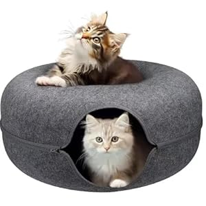 Cat Cave Donut for Large Cats and Small Dogs Up to 30 lbs | Pet Cat House Tunnel Bed | Washable & Scratch-Resistant Pet Bed | Versatile Donut Cat Cave | Covered Cat Beds for Indoor Cats Large | Hegale