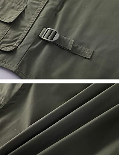 Gihuo Men's Summer Cotton Leisure Outdoor Pockets Fish Photo Journalist Vest (Large, Army Green) #TOP5