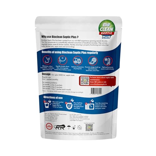 Image of Bioclean Septic Plus - Septic Tank Cleaning Powder 10X Powerful| Degrades Sludge Buildup| Bacteria for Odour Removal| Treatment Powder| Pack of 1 (250gm)